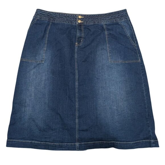 Cato Womens Plus Size 24W Denim Midi Skirt With Pockets & Button Details New - Picture 1 of 8
